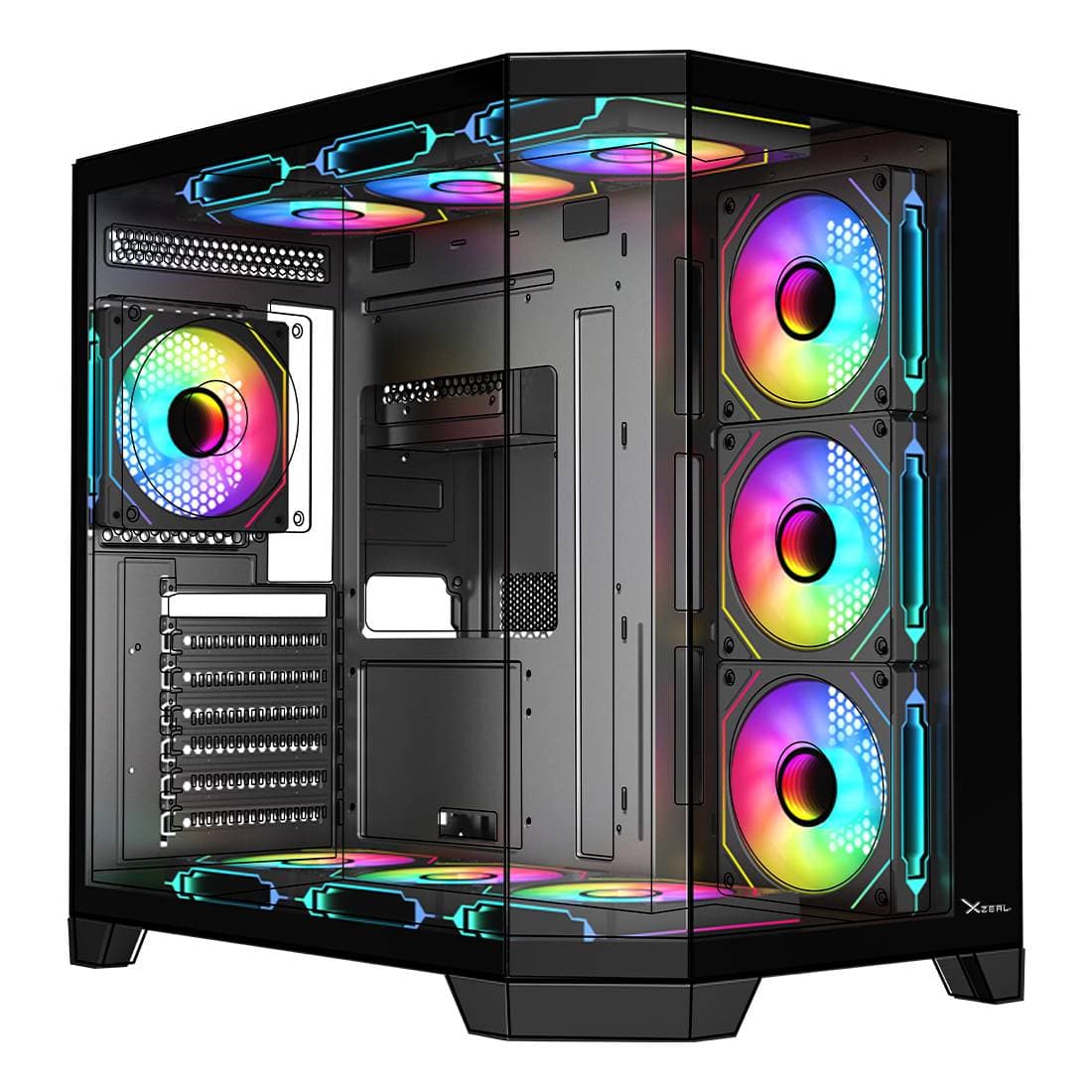 Xzeal Gabinete Gamer Xzeal X-Tron Mid Tower ATX XZGAXT1B Panel Der. Vidrio + Metal 2xUSB1.0+1xUSD3. +3.5 mm+4 ARGB