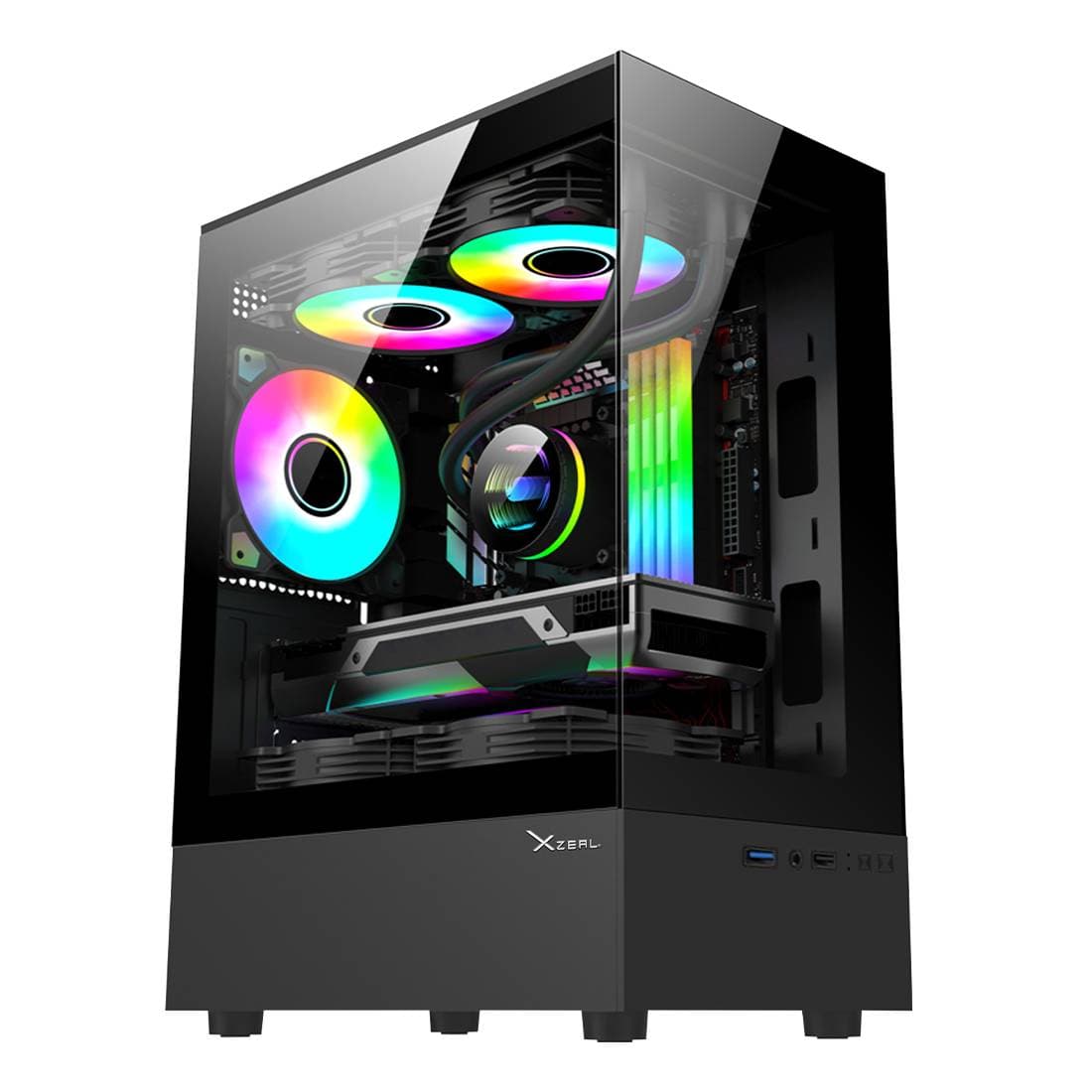 Xzeal Gabinete Xzeal X-Zynergy M-ATX/ITX XZGAZNY1B Espacios PCI 4 espacios de expansión RGB, Negro