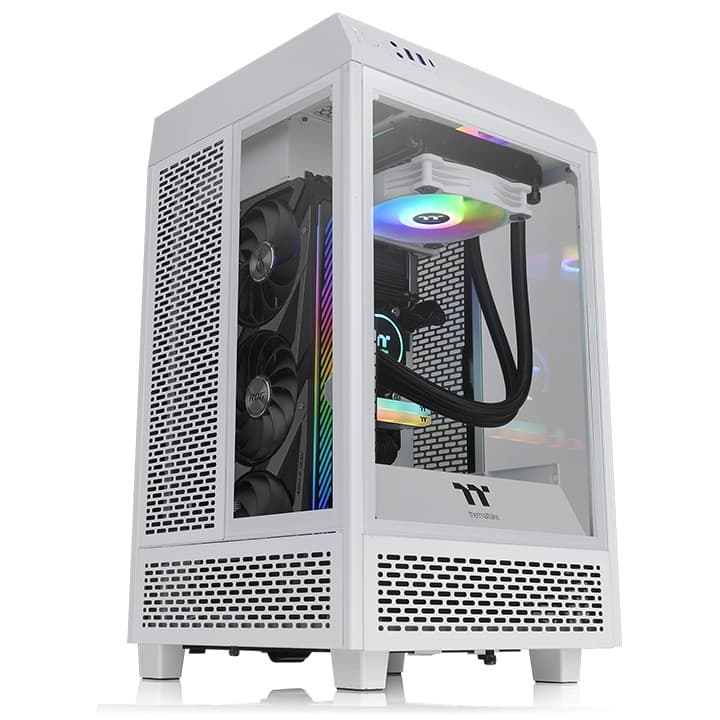 THERMALTAKE Gabinete Thermaltake Tower 100 Snow, con Ventana RGB, Mini-Tower, Mini-ITX, USB 3.0, sin Fuente