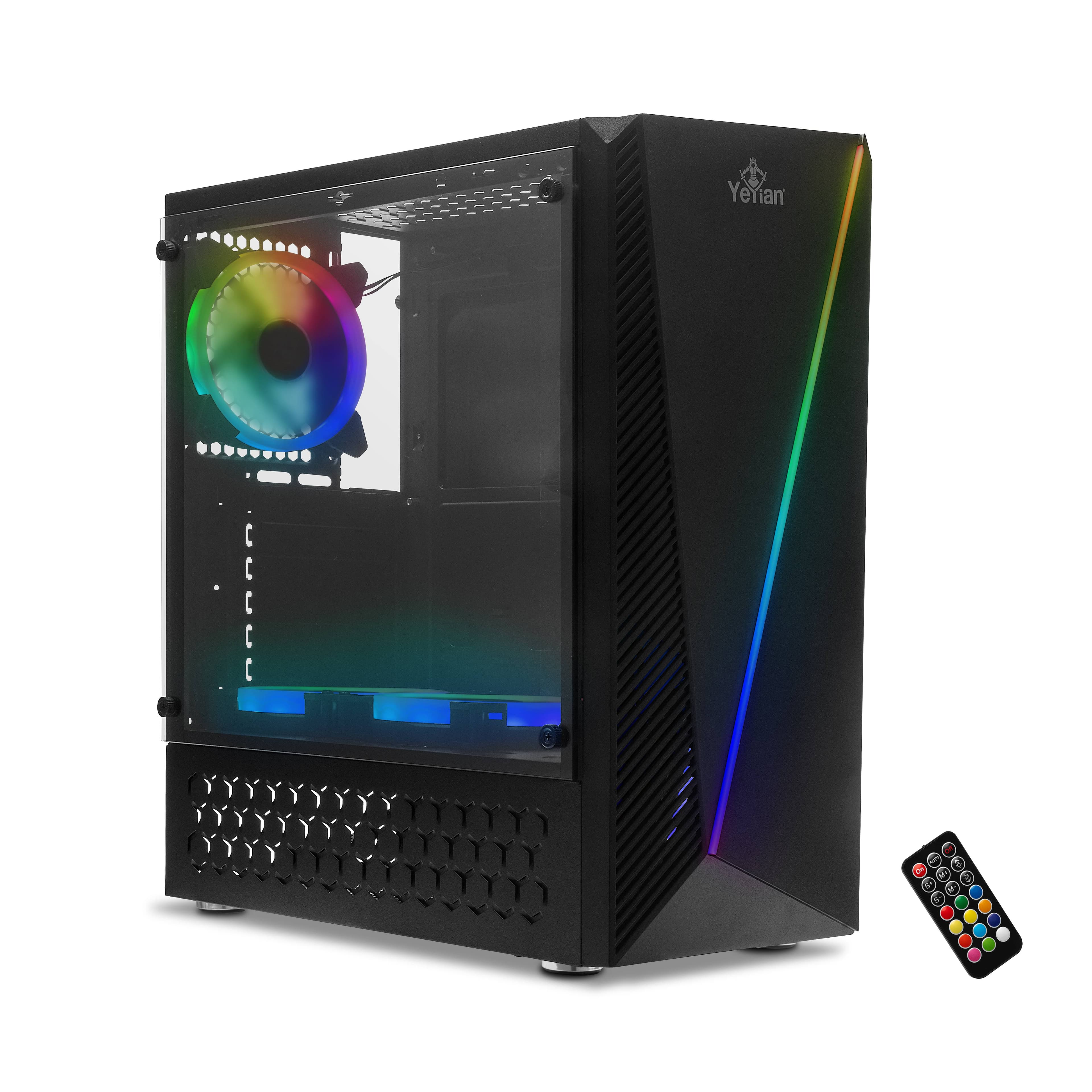 Yeyian YEYIAN GABINETE GAMING CRESCENT MASTER MEDIA TORRE ATX MICRO Y MINI ATX, COMPE CON FUENTE ATX, GPU 325 MM INC 3 VENTS GRAN FLUJO - SKU: YCH-LAR7-01BK