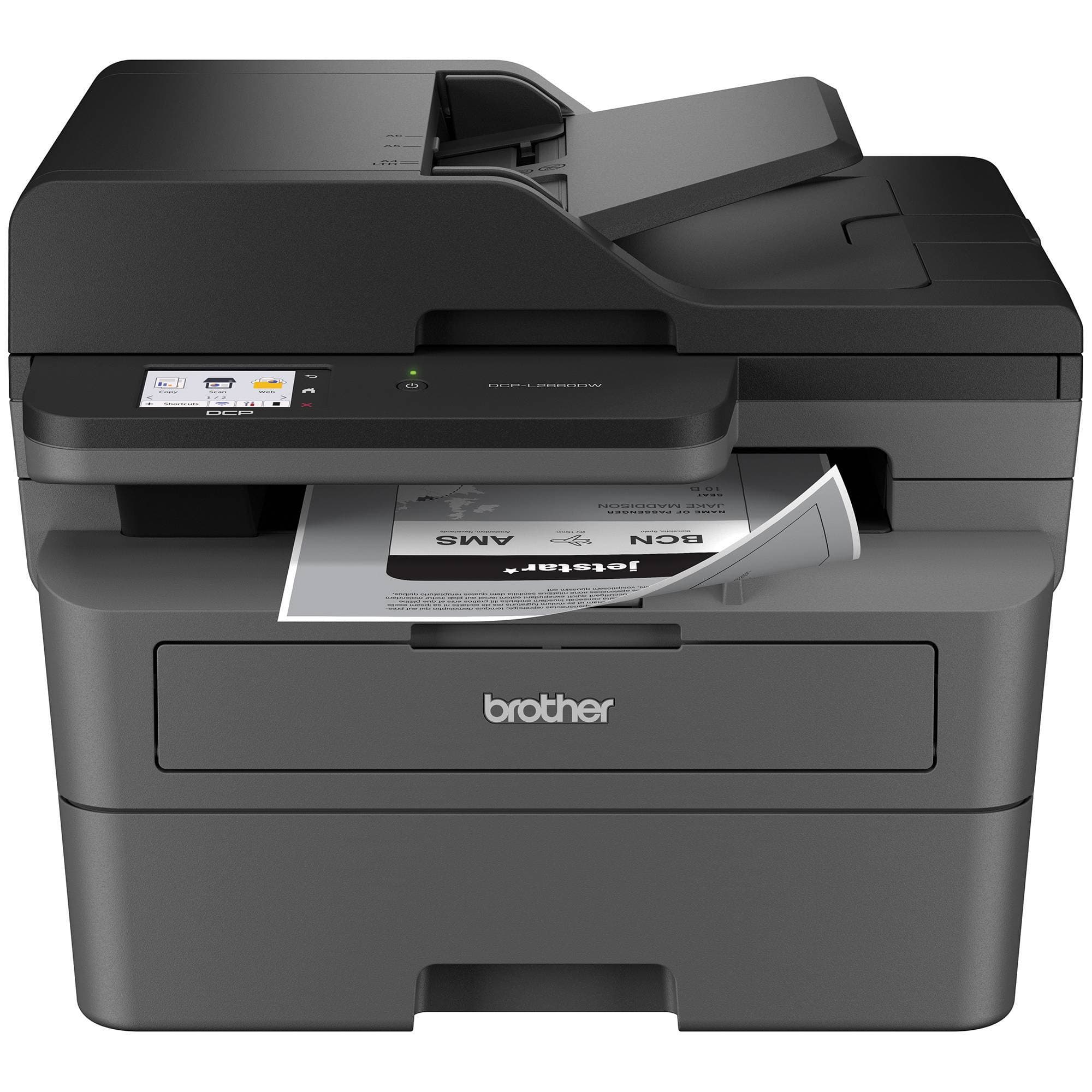 BROTHER Multifuncional Láser Monocromático Brother DCPL2660DW, 36 ppm, Impresión Dúplex, Ethernet, Wifi 2.4/5GHz, Cama Plana Carta, Tóner de hasta 5,000 págs