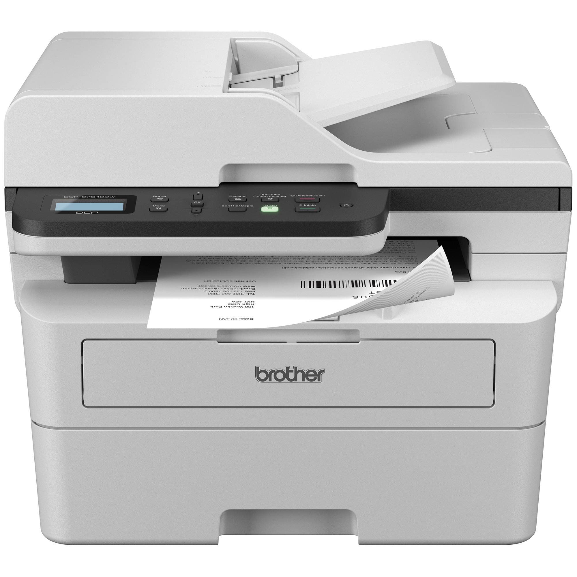 BROTHER Multifuncional Láser Monocromático Brother DCPB7640DW, 36 ppm, Impresión Dúplex, Ethernet, Wifi 2.4/5GHz, Cama Plana Carta, Tóner de Bajo Costo