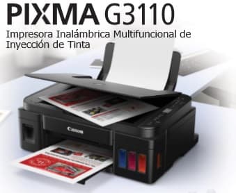 CANON Multifuncional de inyección de tinta CANON Pixma G3110 2315C004AB Tecnología Tinta Continua. Funciones: Impresora - Copiadora - Escáner Velocidad de Impres