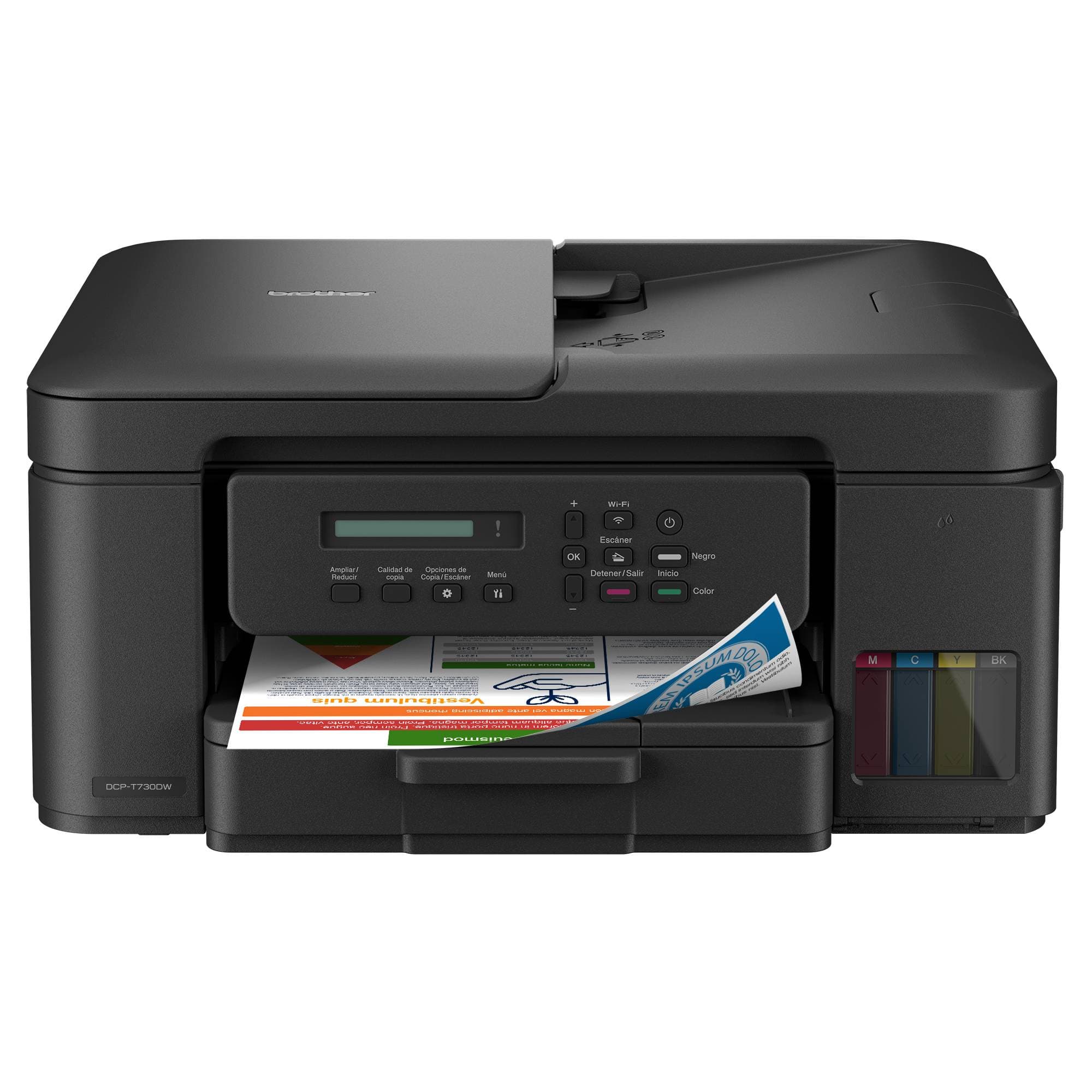 BROTHER Multifuncional Tinta Continua Brother DCPT730DW, impresión dúplex, 27 ppm negro/23 ppm color, USB 2.0, Wifi 2.4/5Ghz, cama plana color tamaño carta