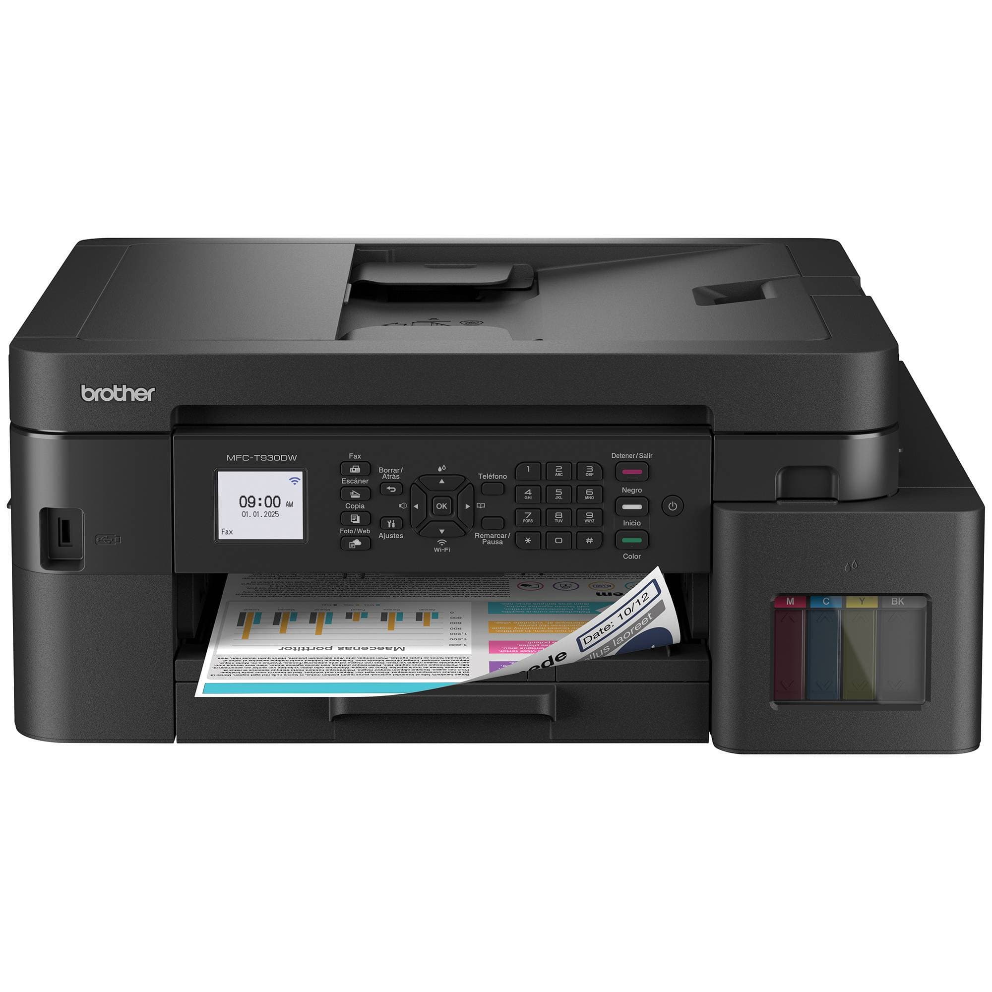 BROTHER Multifuncional Tinta Continua Brother MFCT930DW, impresión dúplex, 30 ppm negro/26 ppm color, Wifi 2.4/5Ghz, Ethernet, cama plana color tamaño carta