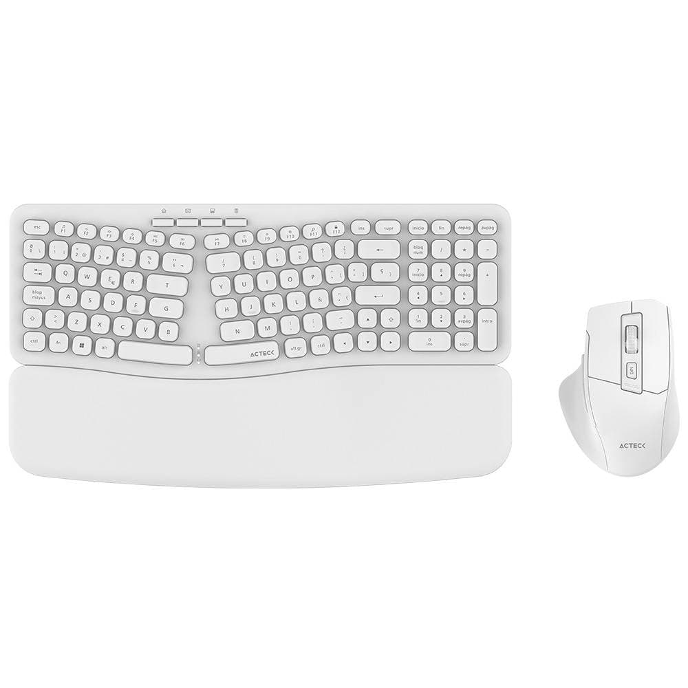 ACTECK Kit Teclado y Mouse Acteck Creator Ultra CONFORT MK650 Teclado y Mouse Ergonómico Inalámbrico, Teclado de Membrana 2.4Mhz