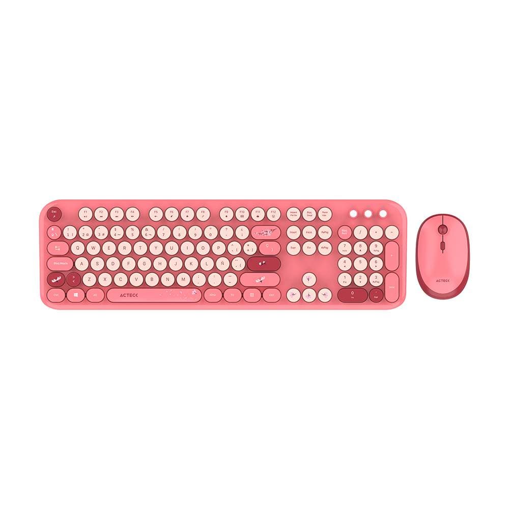 ACTECK Kit Teclado y mouse Inalámbricos 2.4hz Creator Chic K-Colors MK485 Advanced Series Teclado Inalambrico Dongle 2.4Mhz