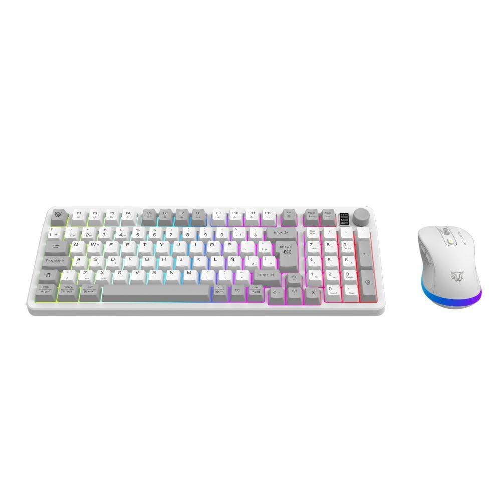 Balam Rush Kit Teclado y Mouse Squad Conquest PRO KG525 Balam Rush Azender Series, Alcance 10m,Iluminacion RGB Personalizable, Color Blanco. AC-940436