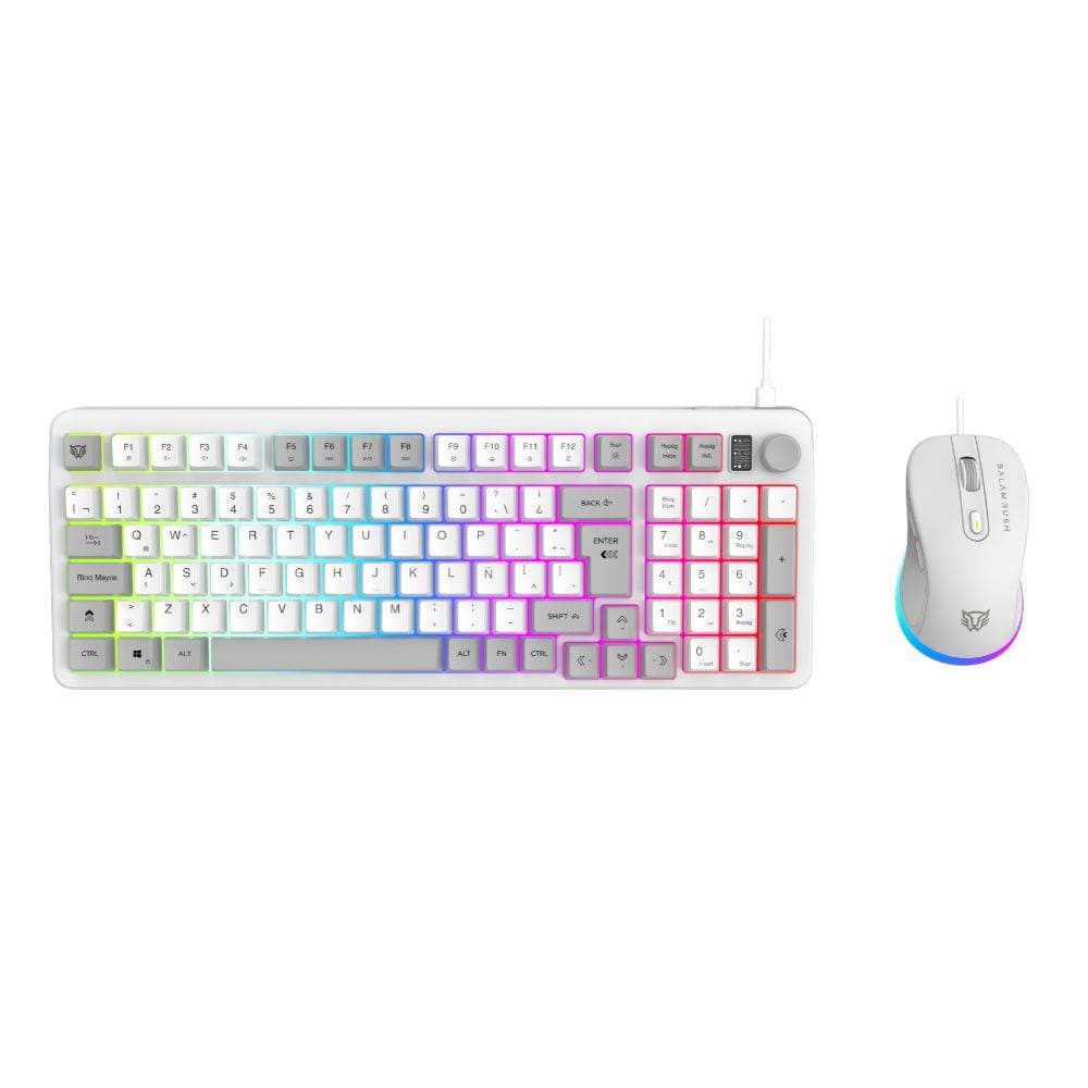 Balam Rush Kit Teclado y Mouse Squad Conquest KG515 Balam Rush Azender Series Teclado y Mouse Alambrico Iluminacion RGB,Color Blanco. AC-940450