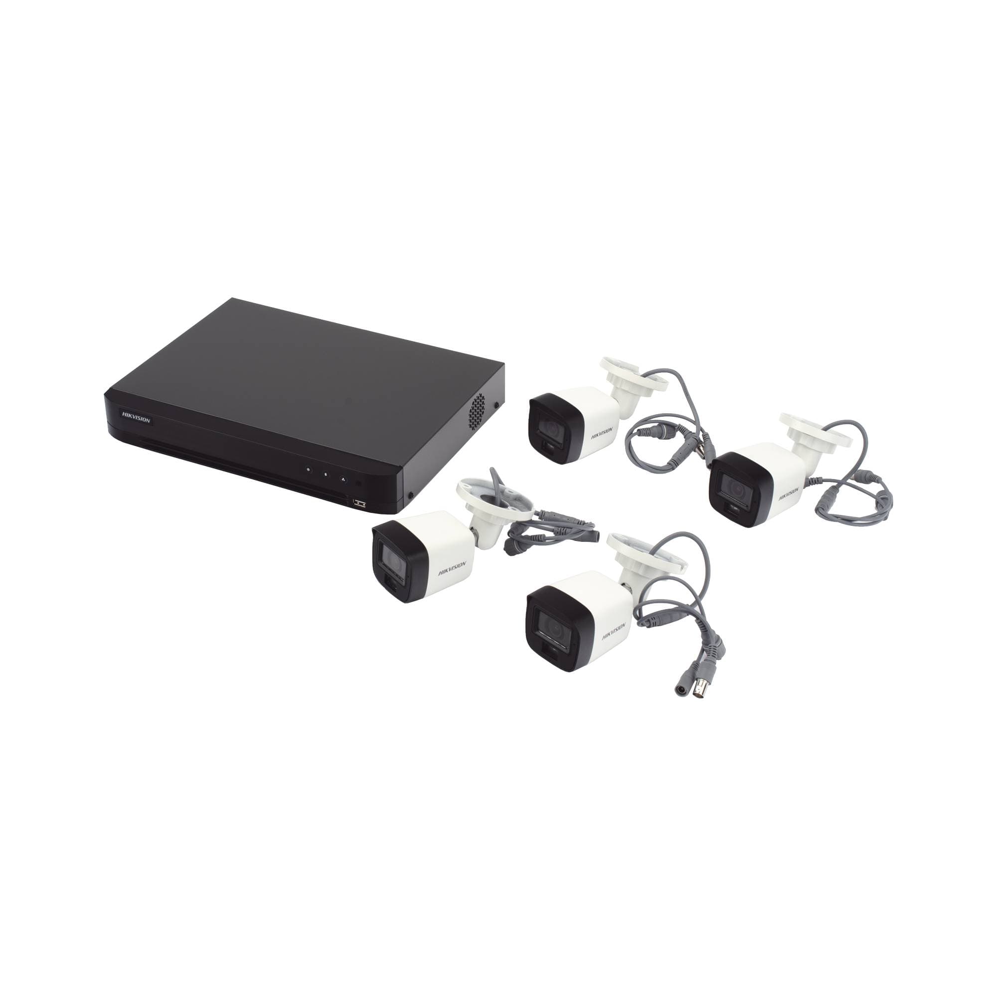 HIKVISION Kit TurboHD 3K (5 Megapixel), DVR 4 Canales, 4 Cámaras bala Dual Light, Micrófono Integrado