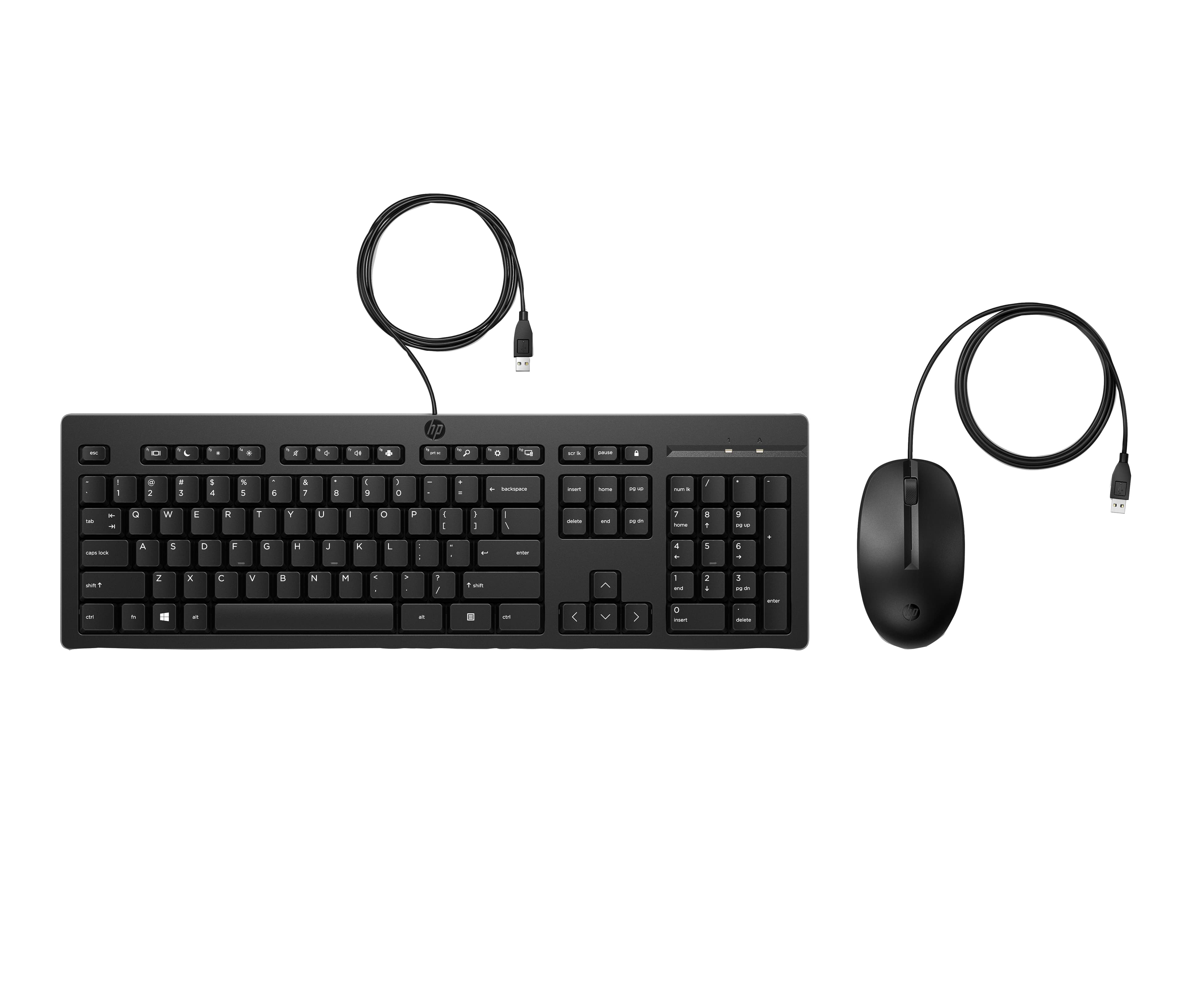 HP Kit de Teclado y Mouse HP 225 Alambrico (AX2Y7AA#ABM). Conectividad Plug and Play, Tipo de conexión USB tipo A con cable, Color Negro