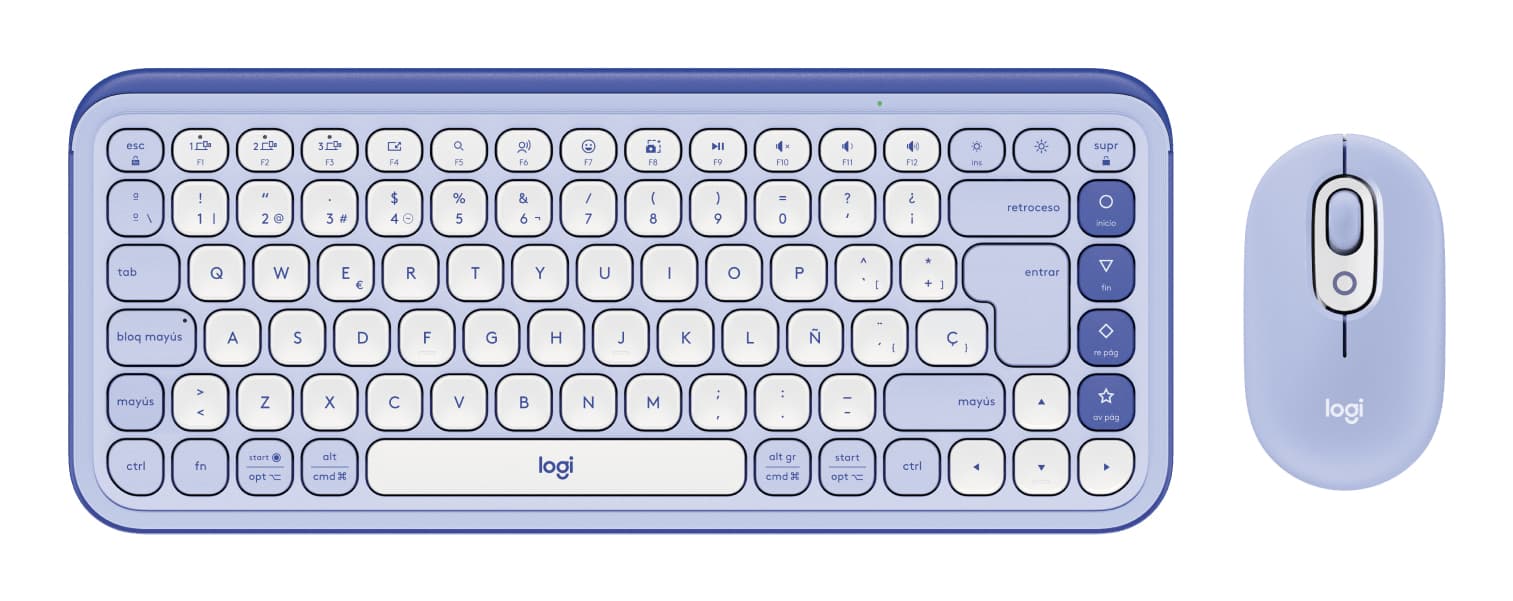 LOGITECH Kit Logitech POP 920-013054 Teclado y mouse Bluetooth. Color lila y blanco.