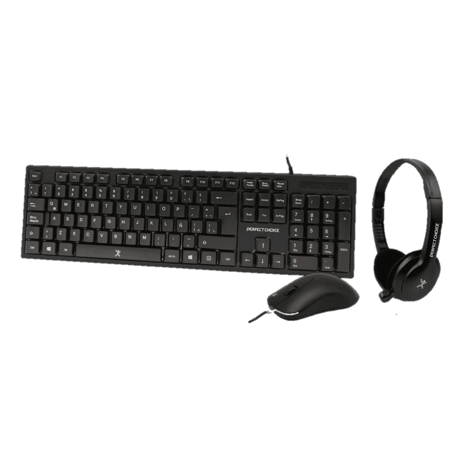 PERFECT CHOICE PC-201717 Kit de Teclado, Mouse y Diadema con Micrófono Integrado Alámbrico | PERFECT CHOICE