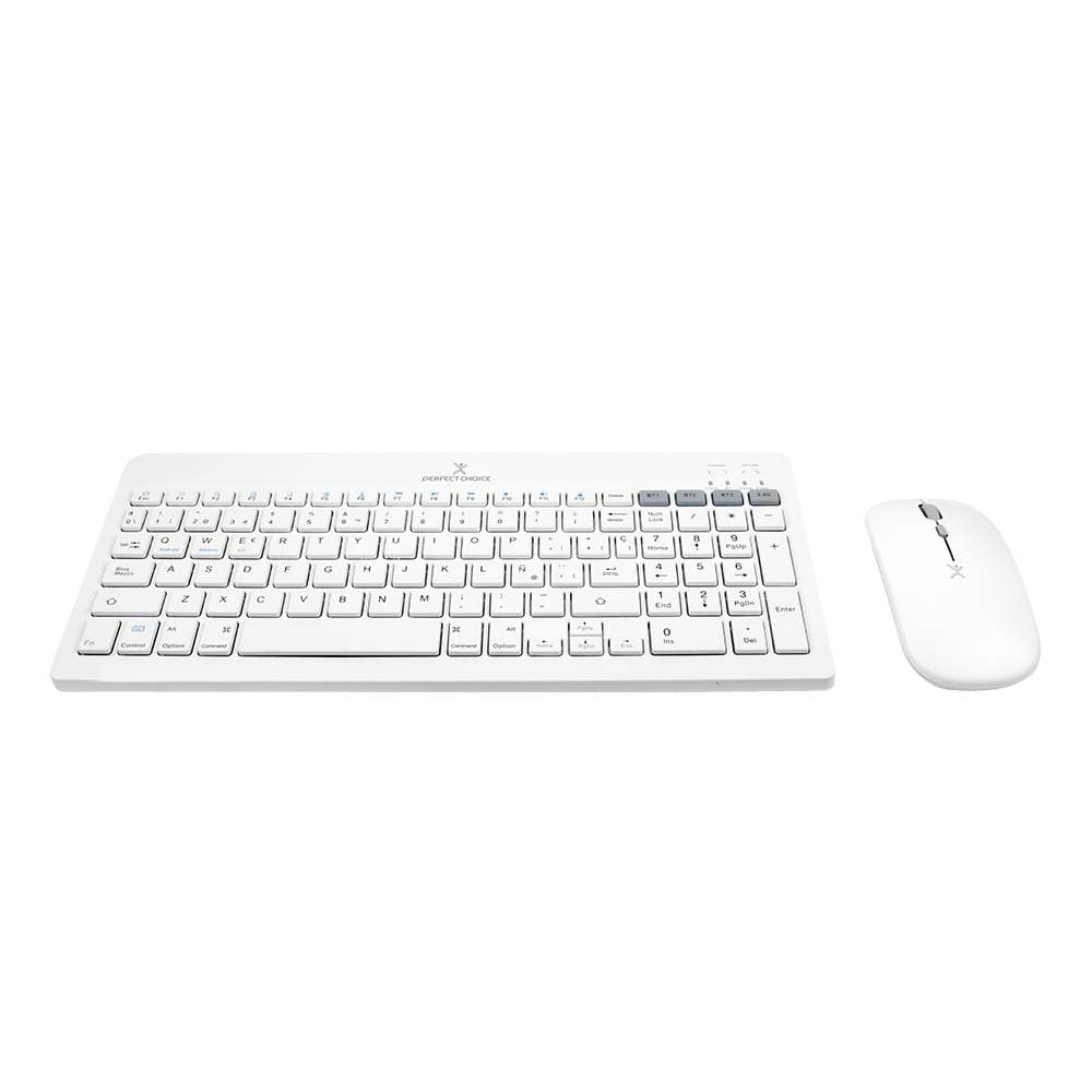 PERFECT CHOICE Kit Teclado + Mouse Recargable Inalámbrico+ BT Zebrary Color Blanco | PERFECT CHOICE