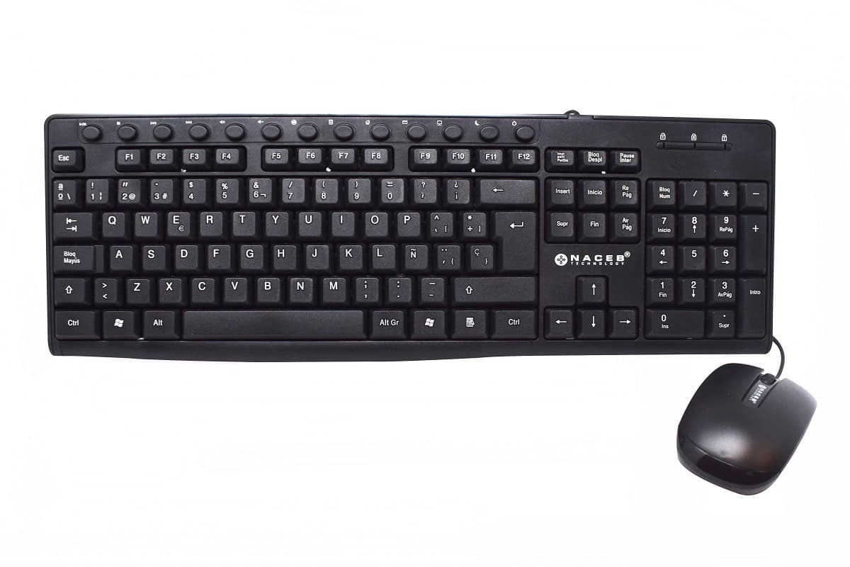 Naceb Technology Kit de teclado y mouse Naceb Technology, Estándar, Negro