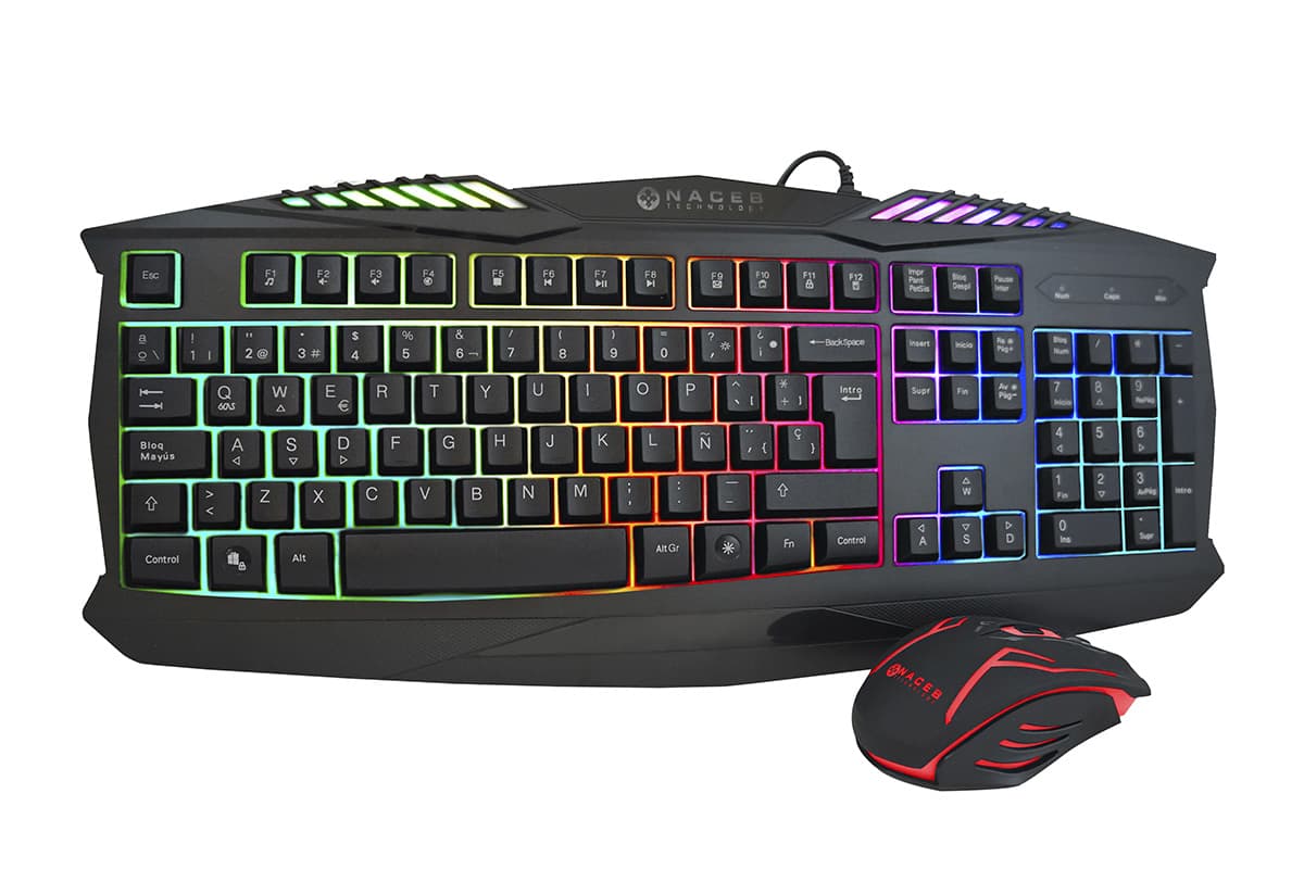 Naceb Technology Kit de Teclado y Mouse Gaming Naceb Technology NA-617, USB, Negro