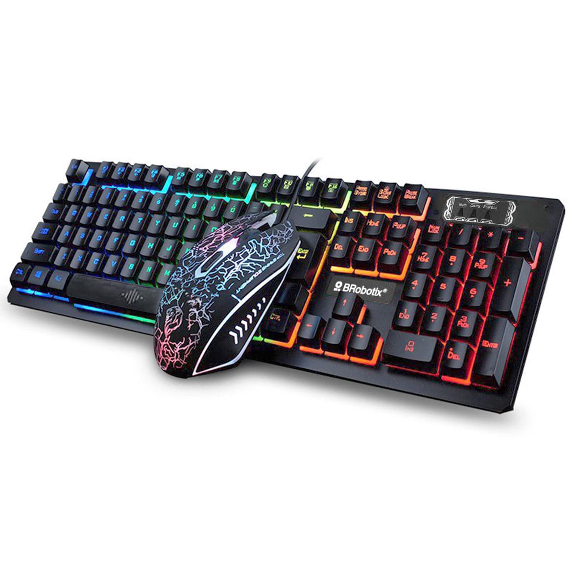 BROBOTIX Teclado y Mouse USB RGB Negro BROBOTIX 458977 , Negro, DPI ajustables: 800 / 1600 / 2000 / 2400