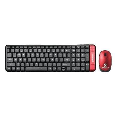 BROBOTIX Kit Teclado y Mouse inalámbrico, compacto, Español, Negro/Rojo, 10 m, 6000632 BROBOTIX