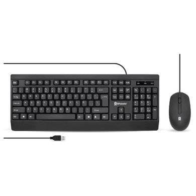 BROBOTIX Kit teclado y mouse, Alámbrico USB, 1200 DPI, antiderrames, ultra silencioso, en español, Negro, BROBOTIX 6007198