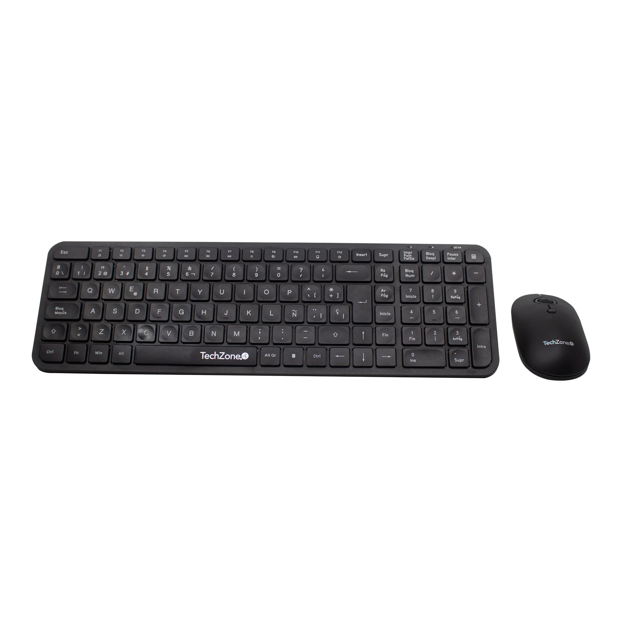 TECHZONE Kit Silent TechZone, combo inalámbrico con conexión USB, mouse 2400 DPI's, teclado con 105 teclas tipo QWERTY 1 año de garantía.