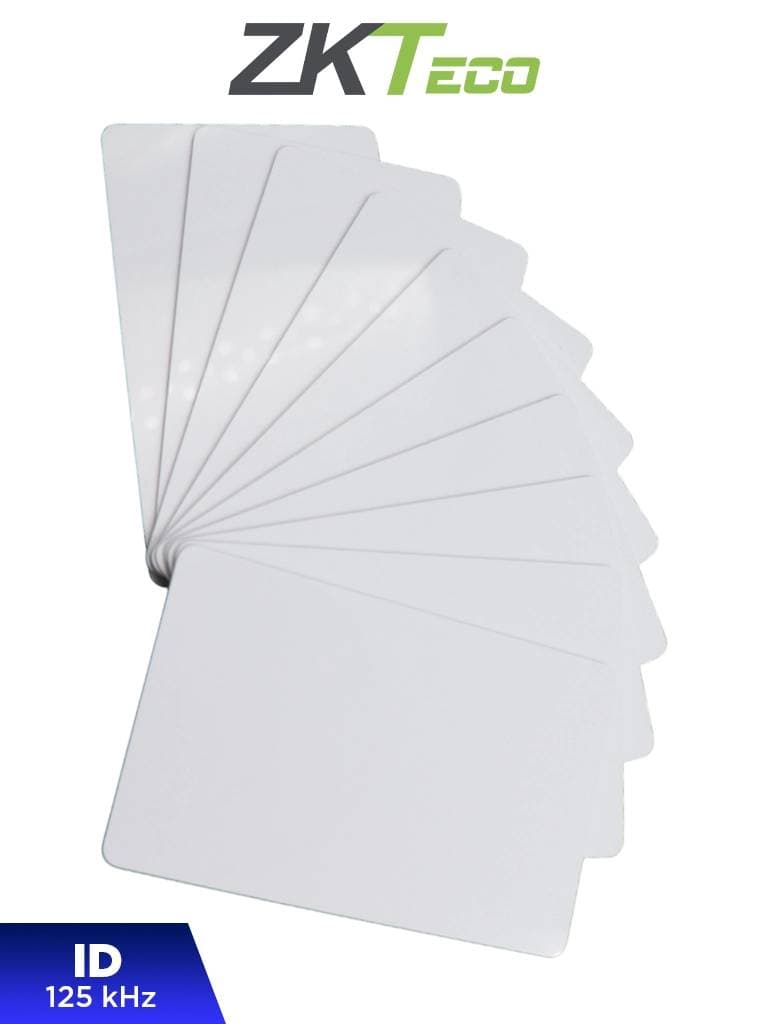 ZK TECO ZKTECO IDCARDNN - Paquete de 10 Tarjetas ID con Frecuencia de 125 kHz, 1 mm de Grosor, Sin Folio Impreso