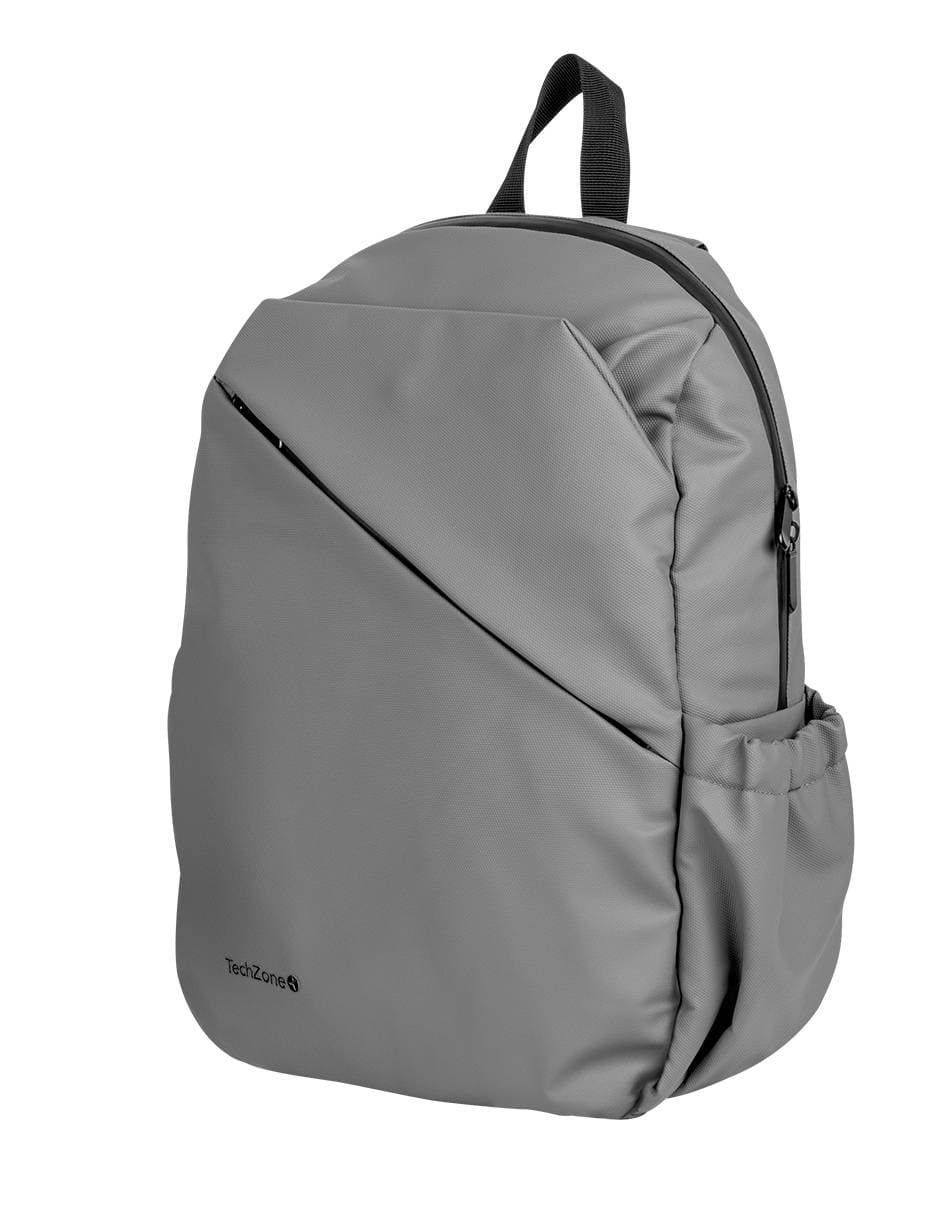 TECHZONE Backpack STYLE TZLBP29-G TECHZONE 16, resistente a salpicaduras 100% Poliéster, color Gris, GARANTIA LIMITADA DE POR VIDA.