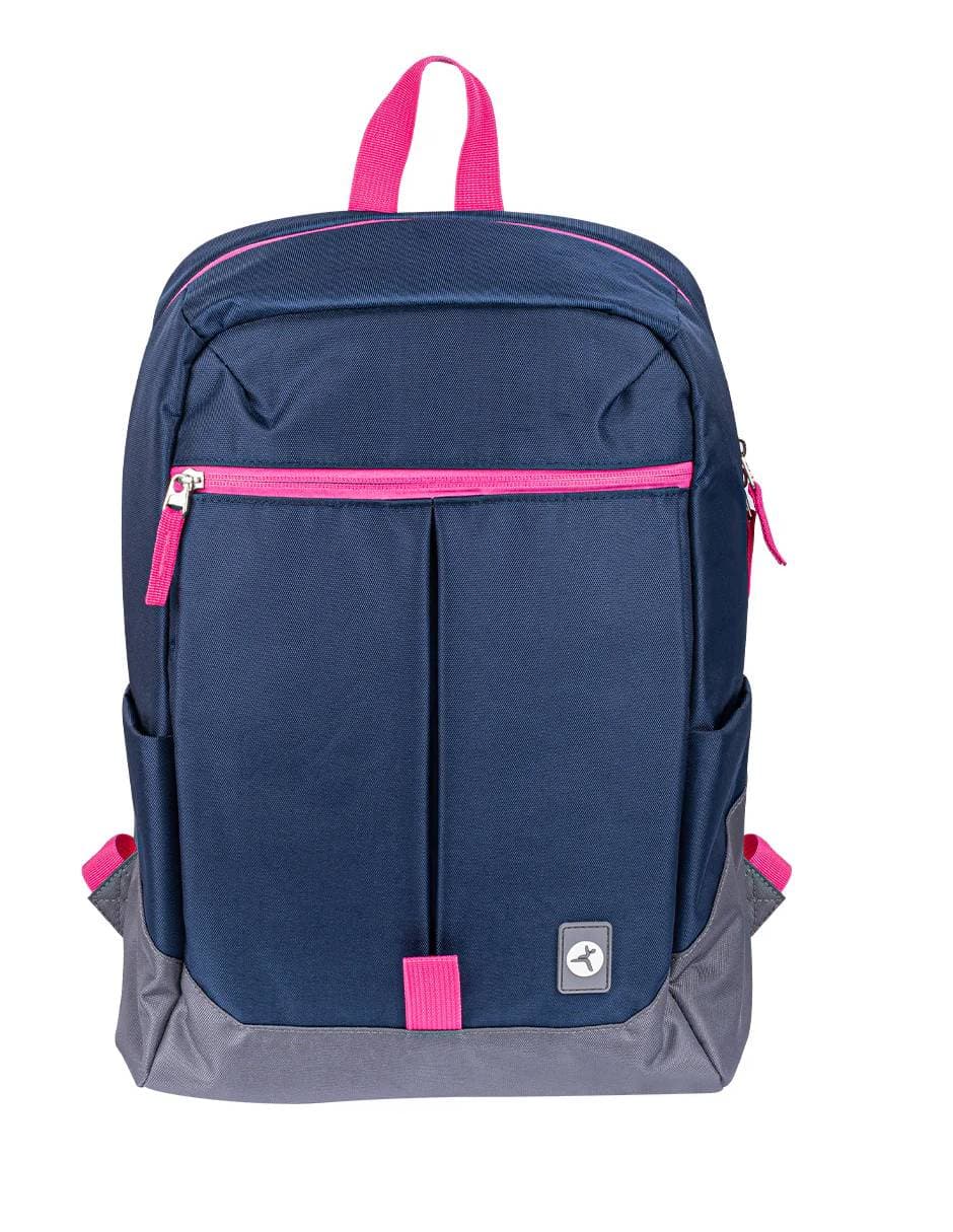 TECHZONE Backpack RAINBOW TZLBP26-A TECHZONE COLORS 16, color Azul con detalles gris y rosa, 100% Poliester GARANTIA LIMITADA DE POR VIDA.