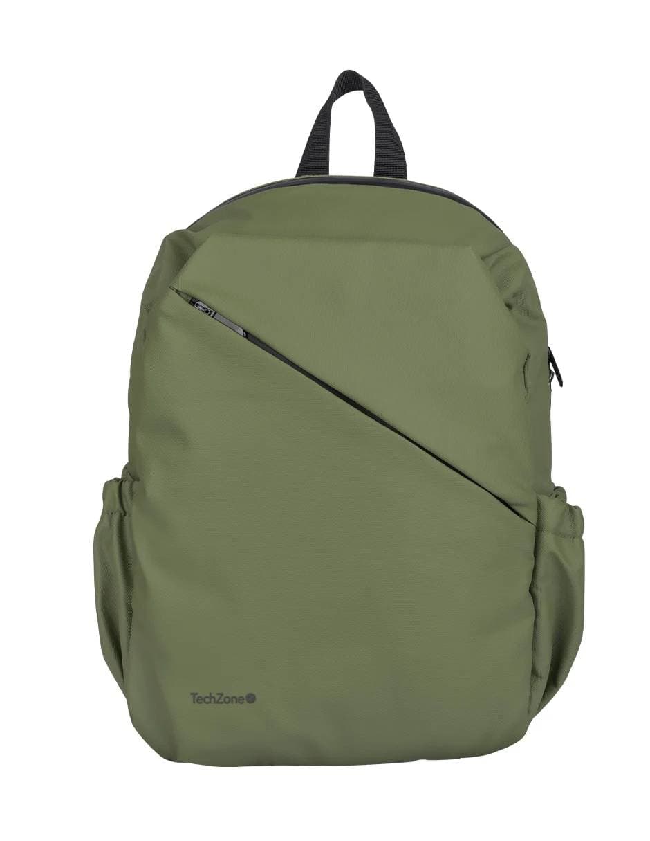 TECHZONE Backpack STYLE TZLBP29-V TECHZONE 16, resistente a salpicaduras 100% Poliéster, color Verde, GARANTIA LIMITADA DE POR VIDA.