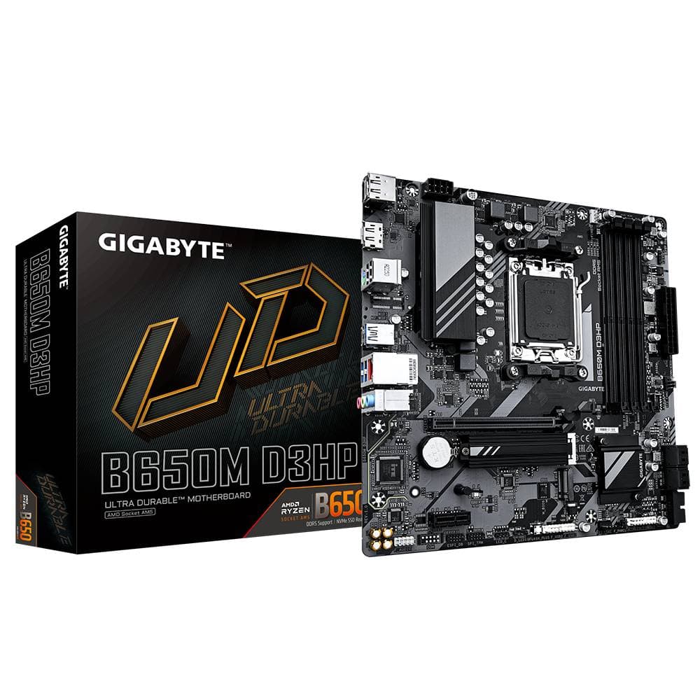 GIGABYTE Motherboards GIGABYTE B650M D3HP, DDR5-SDRAM, 192 GB, AMD, Zócalo AM5, Micro ATX