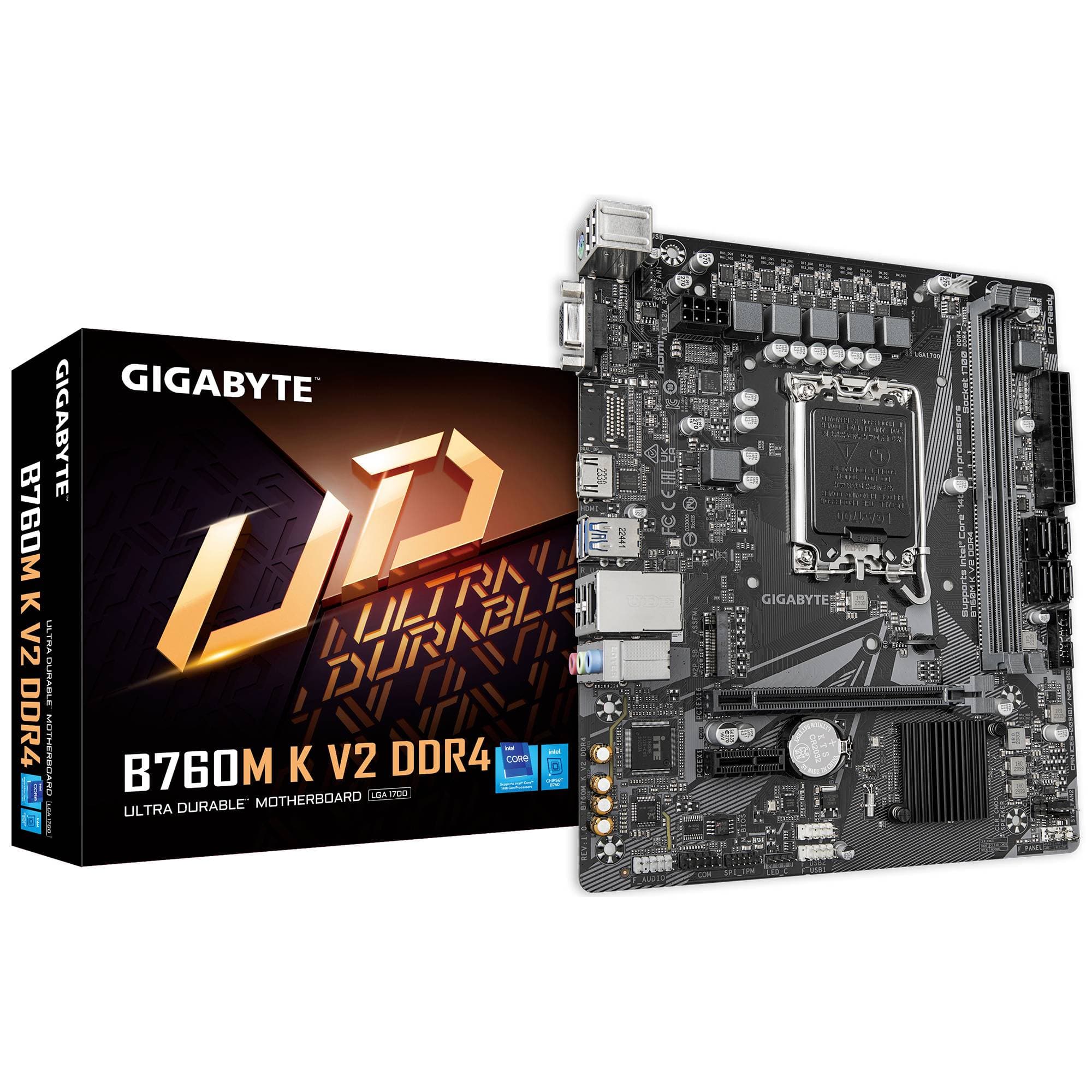 GIGABYTE TARJETA MADRE GIGABYTE Micro ATX B760M K V2 DDR4, 64 GB DDR4 S-1700, Para intel