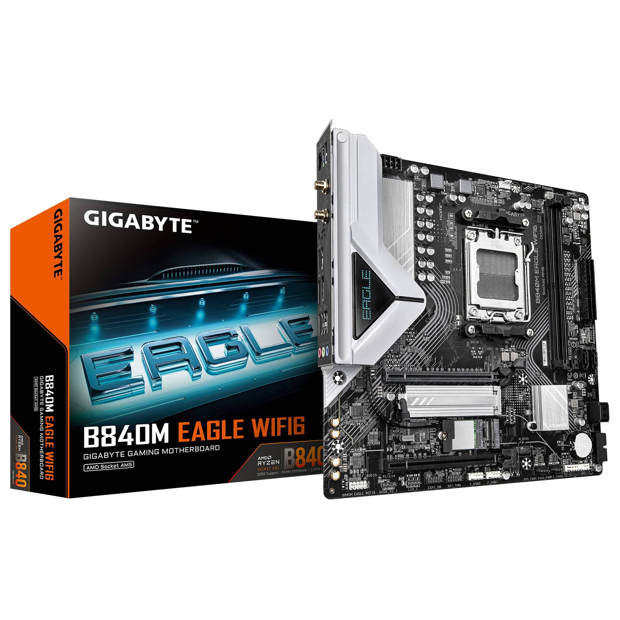 GIGABYTE TARJETA MADRE GIGABYTE MICRO ATX, B840M EAGLE WIFI6, DDR5, AM5, 128 GB, PARA AMD