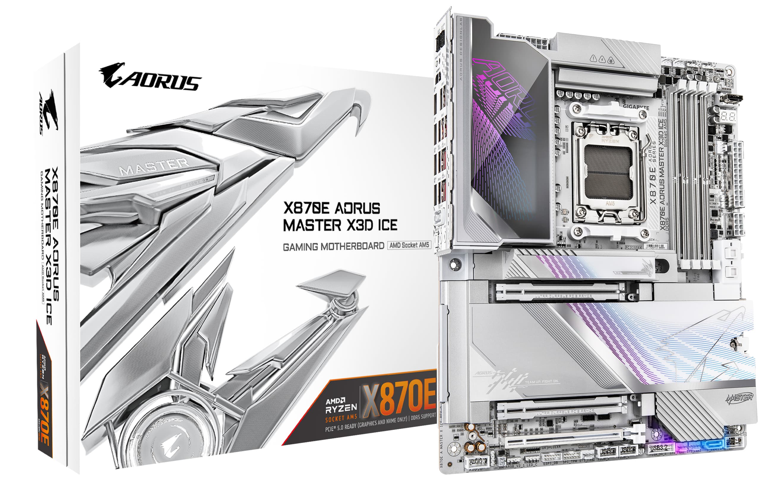 GIGABYTE TARJETA MADRE GIGABYTE ATX X870E A MASTER X ICE, DDR5, AM5, 256 GB, PARA AMD