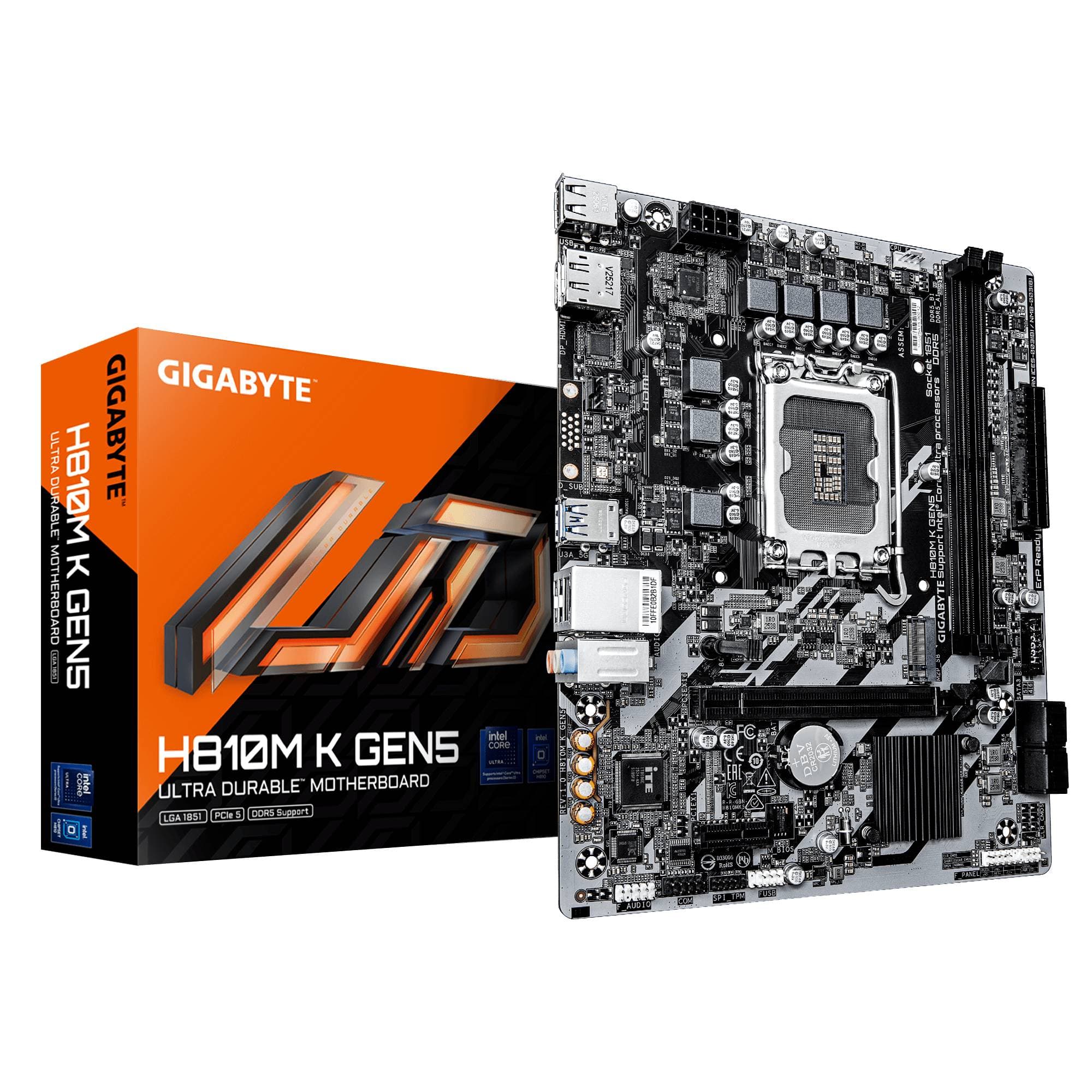 GIGABYTE TARJETA MADRE GIGABYTE ATX H810M K GEN5, DDR5, S-1851, 128 GB, PARA INTEL