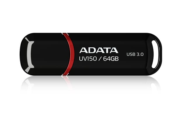 ADATA Memoria USB ADATA UV150, Negro, 64 GB, USB 3.2 (retrocompatible con 3.0 y 2.0), 100 MB/s