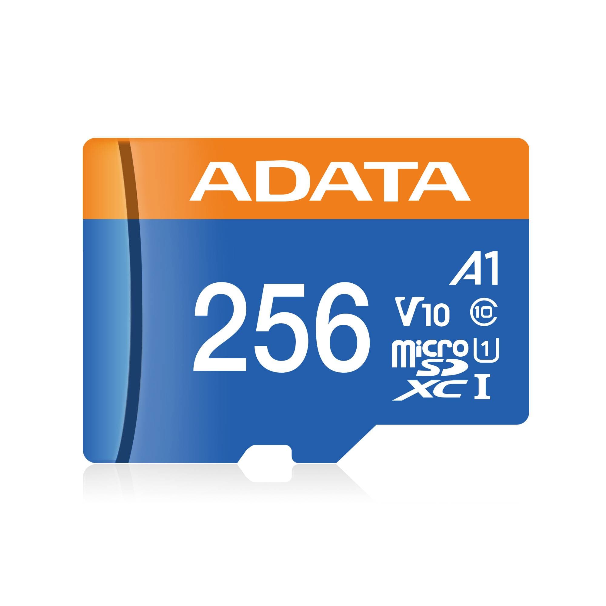 ADATA Micro SD 256GB Class 10 ADATA Premier A1 UHS-I, 256 GB, 100 MB/s, 25 MB/s, Negro, Clase 10