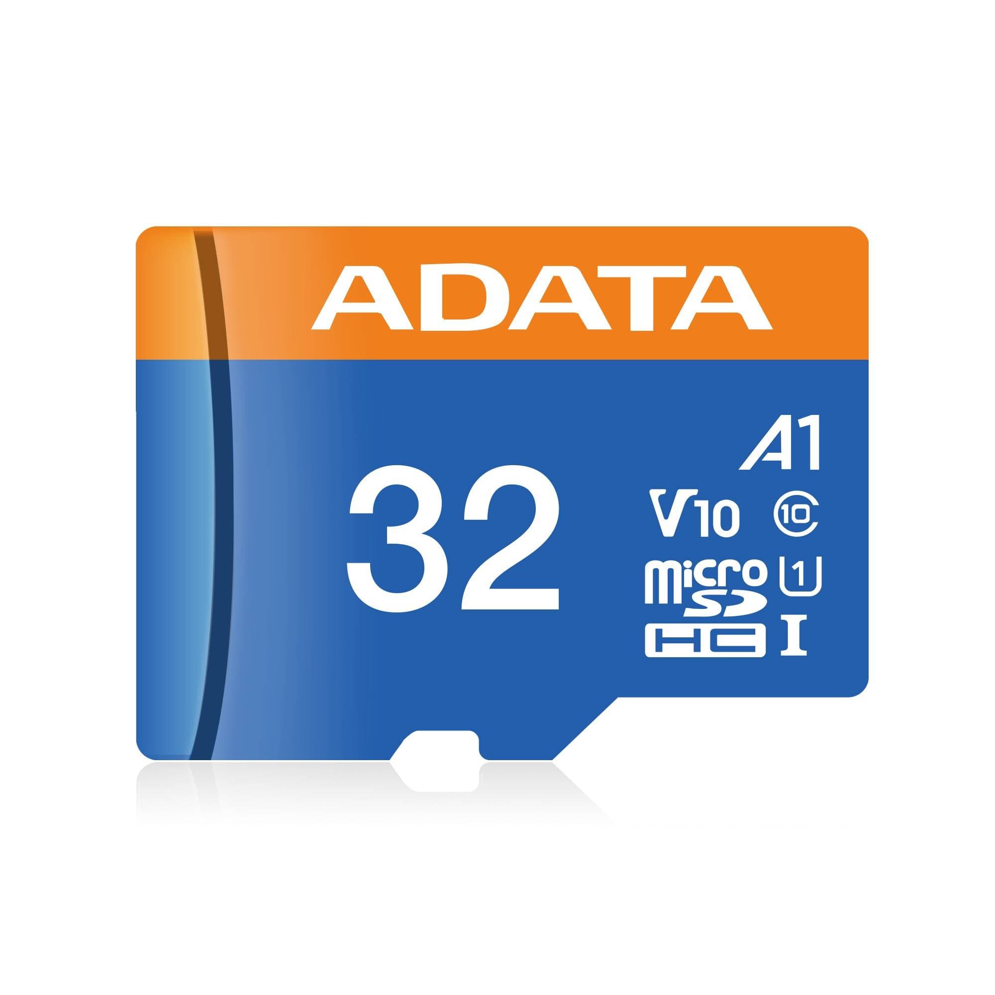 ADATA Micro SD ADATA PREMIER (A1 V10), 32 GB, 100 MB/s, 25 MB/s, Negro, Clase 10