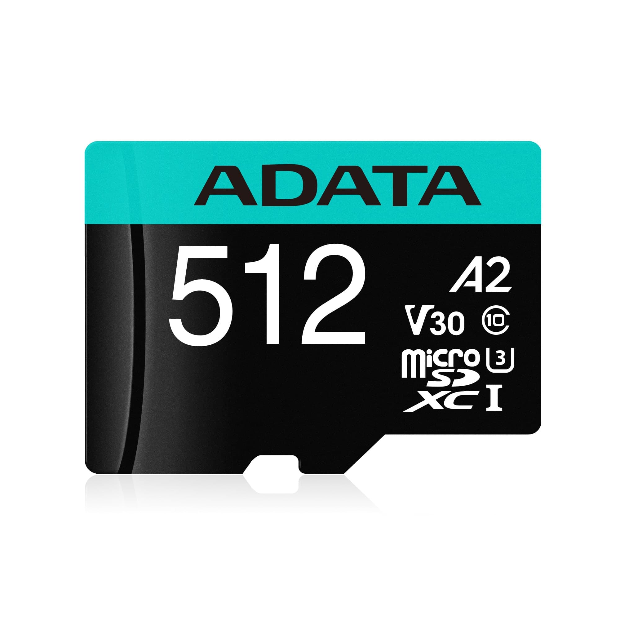 ADATA Micro Secure Digital A2 (V30) ADATA Premier Pro, 512 GB, 100 MB/s, 85 MB/s, Negro/Verde, Clase 10