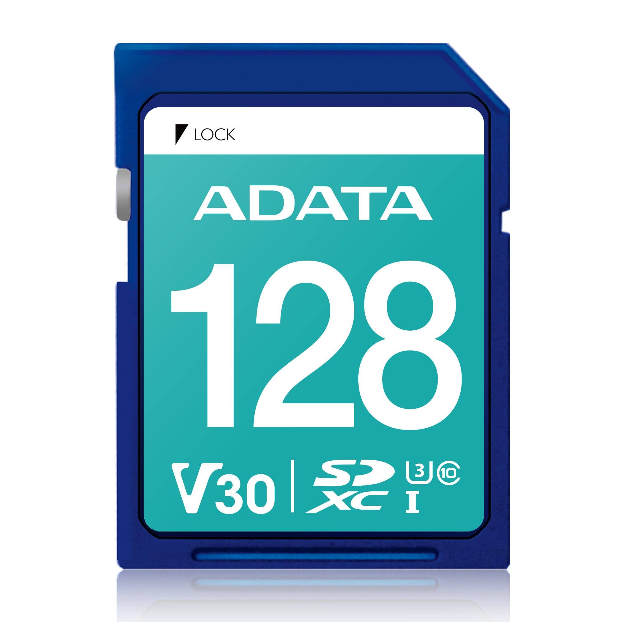 ADATA Secure Digital ADATA V30 SDXC UHS-I U3 ADATA ASDX128GUI3V30S-R, 128 GB, Clase 10