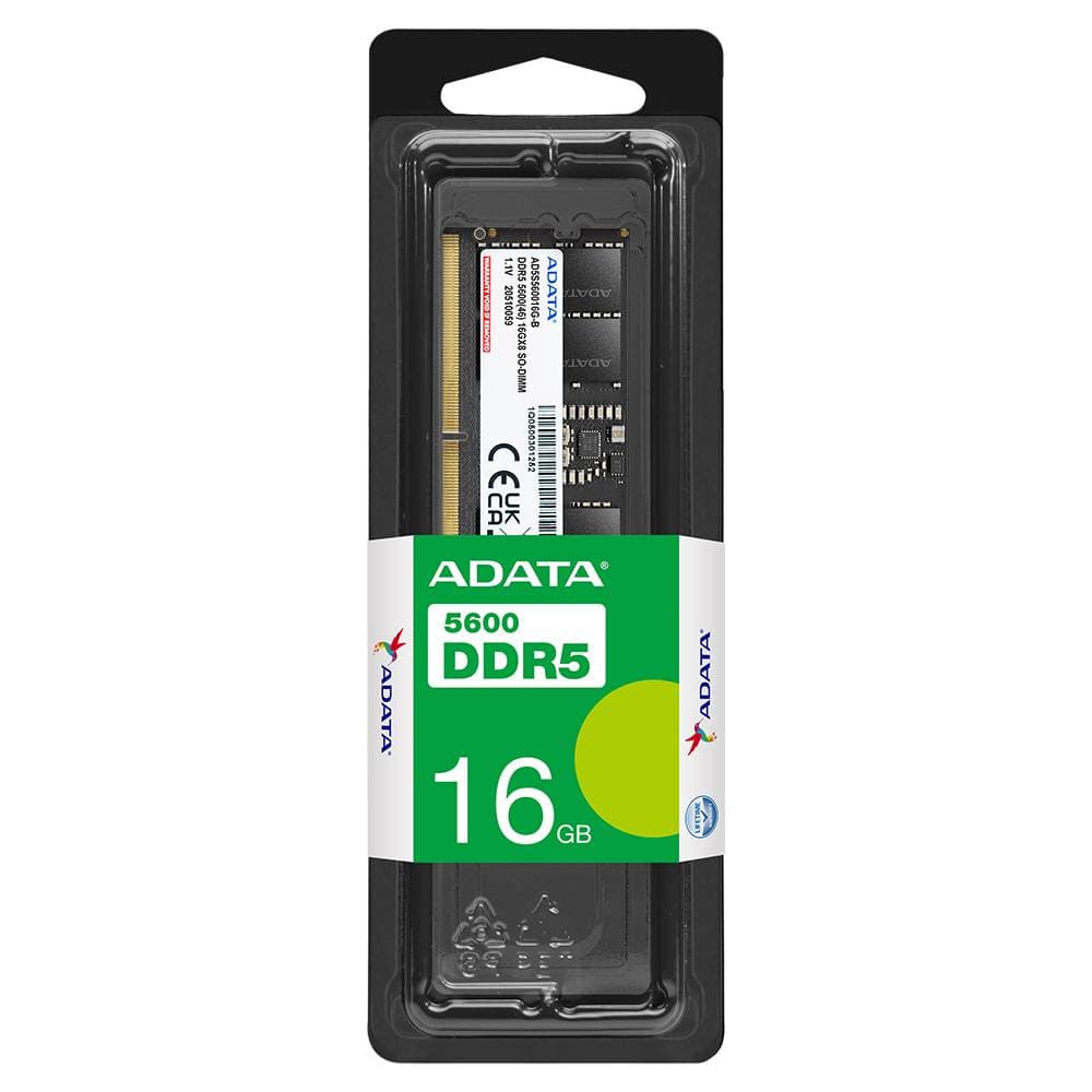 ADATA Memoria RAM ADATA, DDR5 16GB SODIMM 5600MHz. AD5S560016G-S