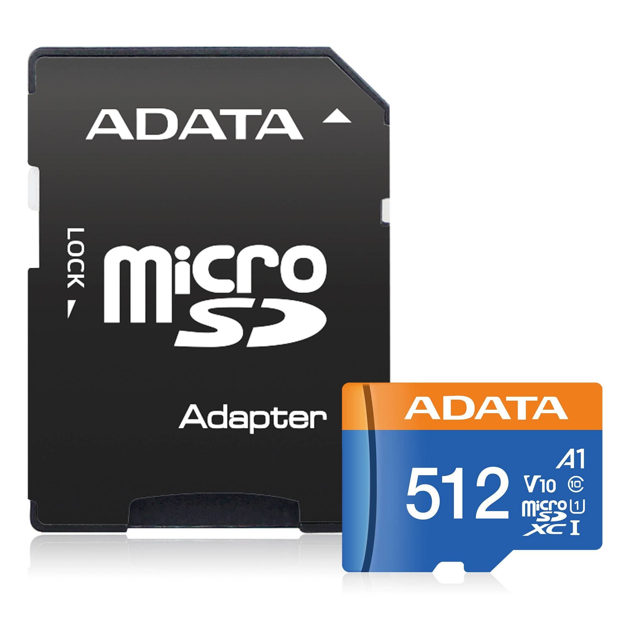 ADATA Micro Secure Digital ADATA Premier A1 UHS-I 512GB Class 10, Velocidad de lec/esc 100/25 (MB/s). AUSDX512GUICL10A1-RA1
