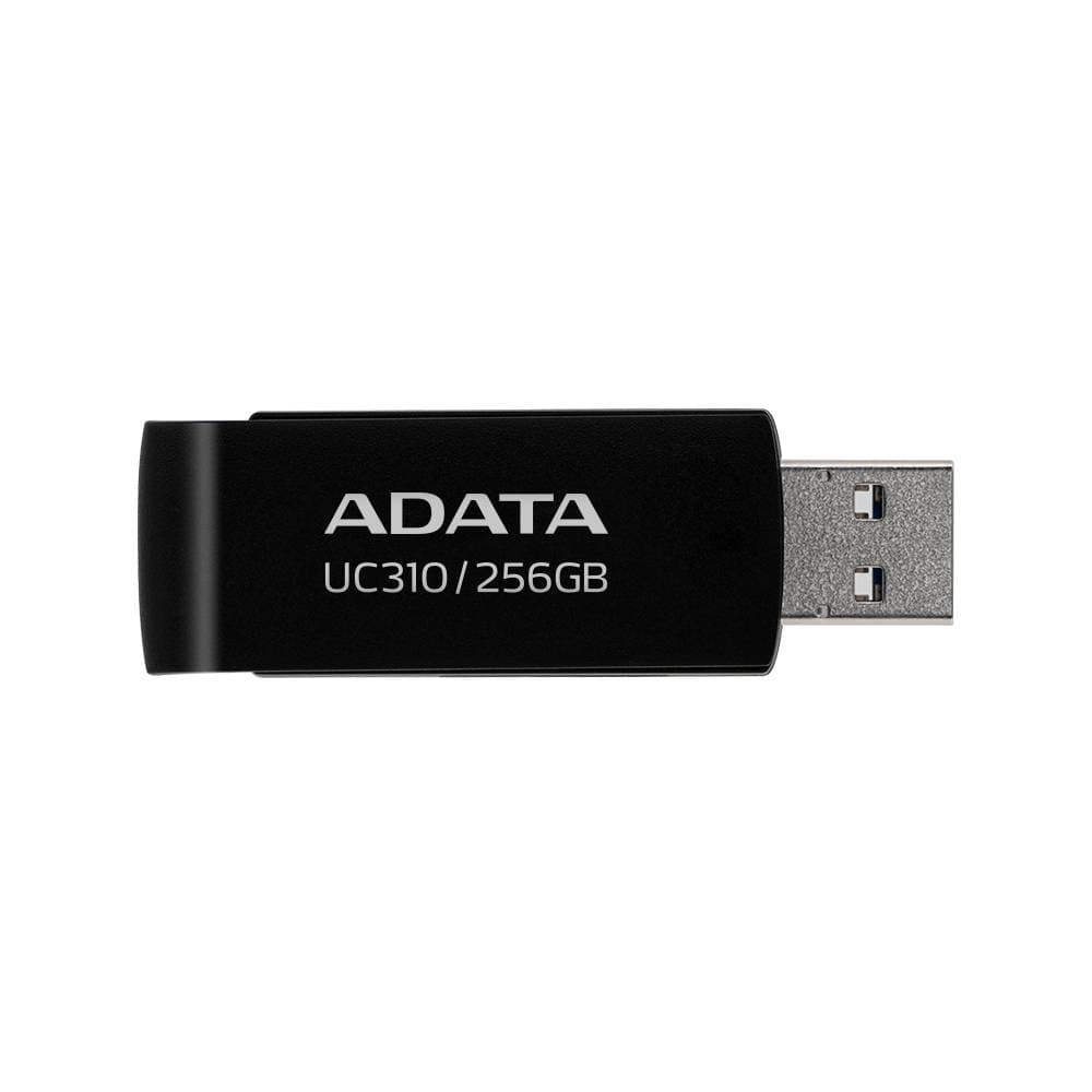 ADATA Memoria USB de 256GB UR310 3.2 Gen 1 (retro compatible 3.0 y 2.0), diseño material reciclado sin tapa. NEGRO. UC310-256G-RBK