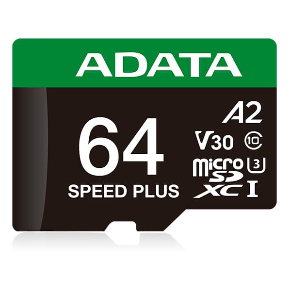 ADATA Micro Secure Digital ADATA SPEED PLUS microSDXC/SDHC UHS-I U3 V30 64GB Clase 10 (A2), lectura /escritura hasta 180/160(MB/s). UD64GUI3V30A2SP-RA1