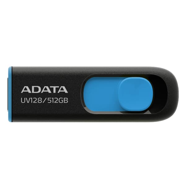ADATA Memoria USB ADATA UV128 512GB USB 3.2 Gen1 (compatible con USB 2.0). Color Negro/Azul. AUV128-512G-RBE