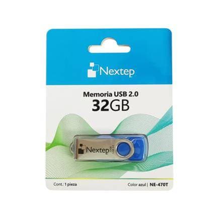 Nextep Memoria USB 2.0 Nextep NE-470T TWIST 32 GB Color Azul Compatibilidad Teléfono, Tabletas y dispositivos con puertos USB y tipo C