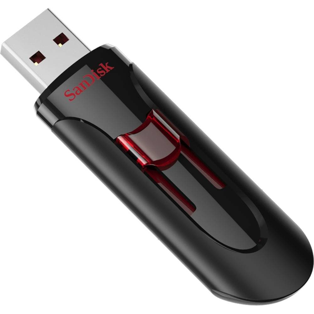 SANDISK Memoria USB SanDisk Cruzer Glide, 64GB, USB 3.0, Negro/Rojo