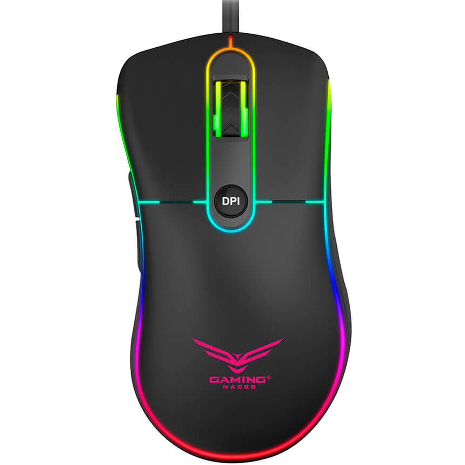Naceb Gaming Mouse Gamer Naceb Technology NA-0933, Alámbrico, Juego, 1000/1600/2400/3200, Rainbow