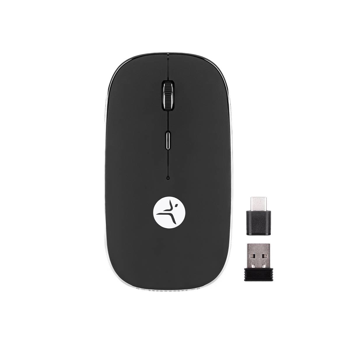 TECHZONE Mouse SLIVEBLACK recargable negro con nano receptor tipoC y USB A, mousepad incluido, TECHZONE, TZACMOI30, DPI: 1000, 1200, 1600