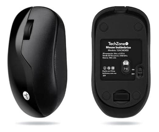 TECHZONE Mouse Inalámbrico ARMOR Recargable TECHZONE color Negro, 1200 DPI, 3 Botones.