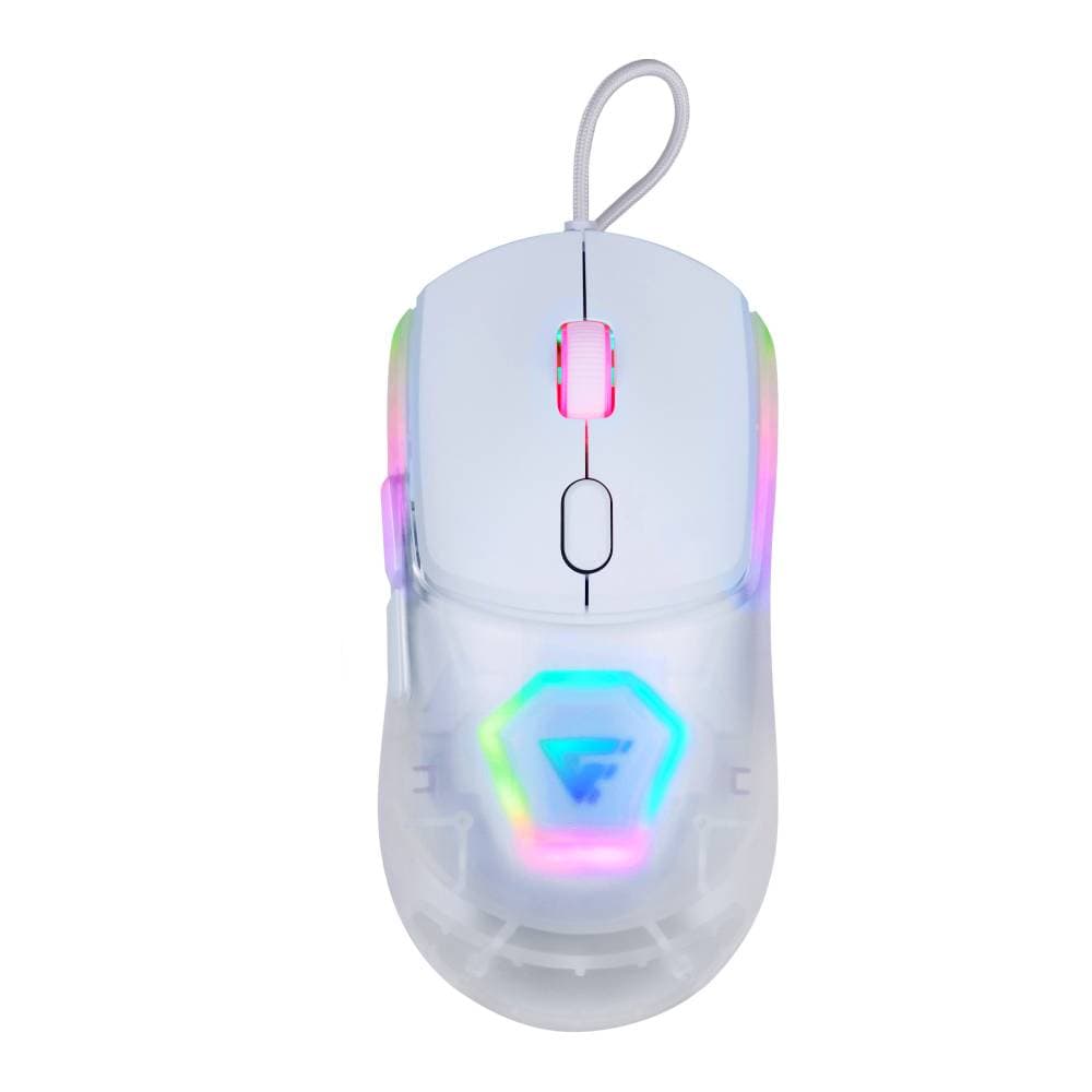 GAME FACTOR MOUSE GAME FACTOR MOG530-WH, CARCASAS INTERCAMBIABLES, PIXART 3327, 12,000 DPI, RGB, USB, BLANCO