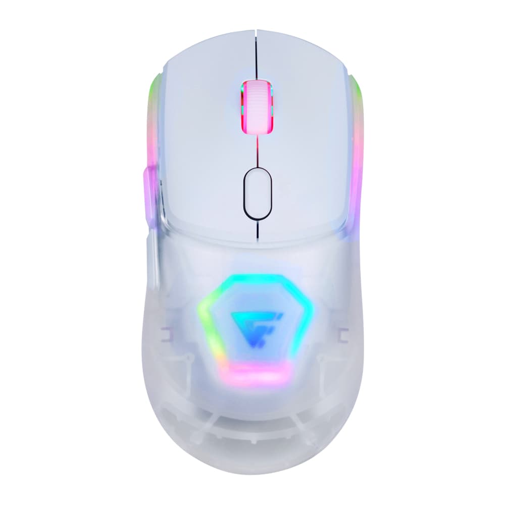 GAME FACTOR MOUSE GAME FACTOR MOW700 INALÁMBRICO, CARCASAS INTERCAMBIABLES, 2.4G+BT, PIXART 3395, 26,000 DPI, RGB, BLANCO
